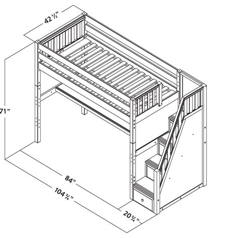 Twin XL High Loft Bed with Stairs in 2021 | Diy loft bed, Kids loft beds, Loft bed plans