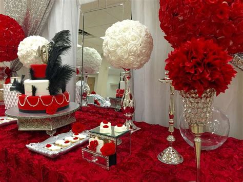 Red Roses Birthday Party Ideas | Photo 3 of 14 | Red birthday party, Red roses, Red and white ...