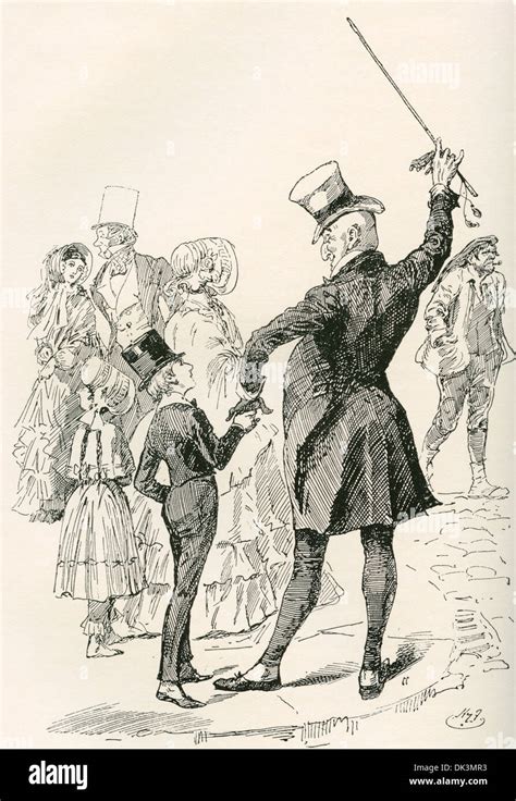 Mr. Micawber Takes David Home. Illustration by Harry Furniss for the Charles Dickens novel David ...