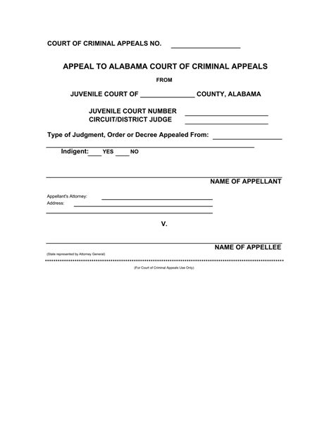 Alabama Appeal to Alabama Court of Criminal Appeals - Fill Out, Sign ...