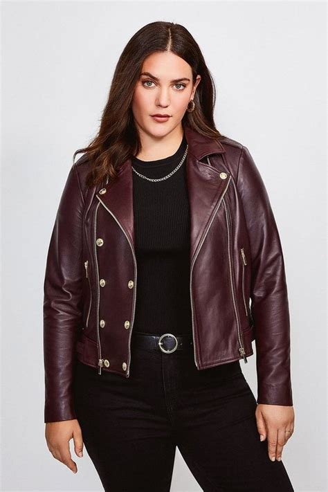 Plus Size Burgundy Leather Jacket | Free Shipping