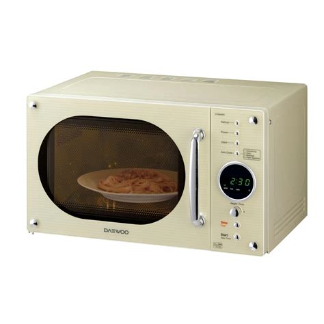 Daewoo KOR8A9RC Compact Retro Styled Microwave Oven in Cream, 23L 800W