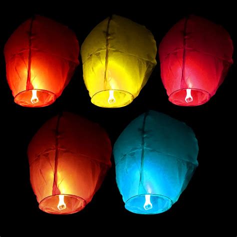 5PC Chinese Wishing Paper Sky Lanterns Flying Balloons with Fuel For Birthday Party Wedding ...