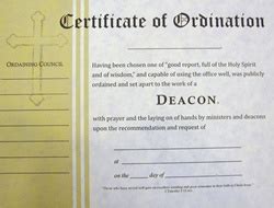 Certificate of Ordination for Deacon