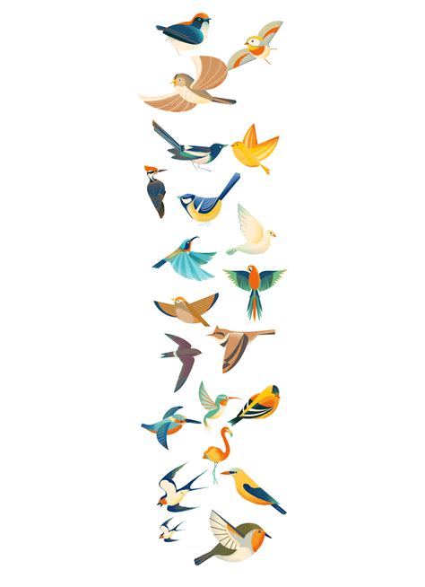 birds are flying in the air on a white background