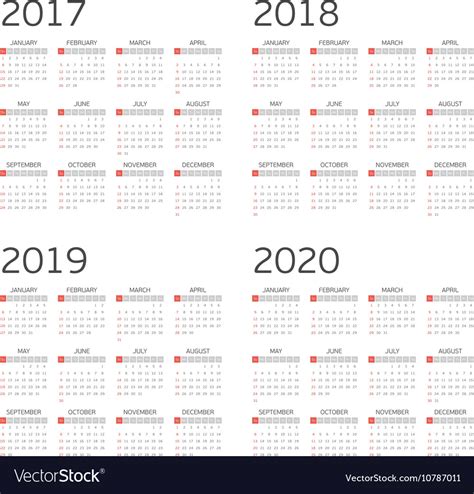 Calendar for four years Royalty Free Vector Image