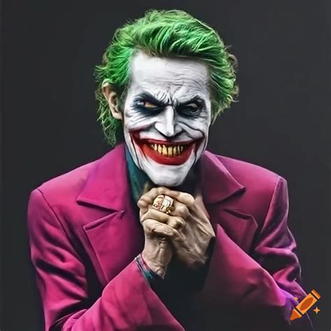 Willem dafoe as the joker with a sinister smile on Craiyon