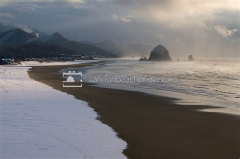 Snow on the Beach in Cannon Beach, Oregon - Cannon Beach Photo