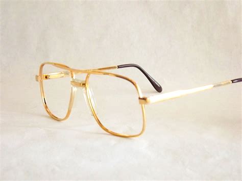 Industrial Metal Mens Gold Aviator Eyeglasses / Fixed Bridge