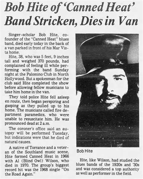 Bob Hite obituary | Canned heat, Bob weir, Heat band