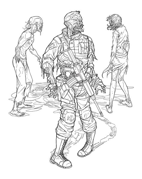 Imagen para colorear Zombie Soldier 8.5 pulgadas x 11 pulgadas - Etsy España