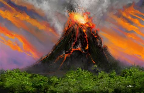 Volcano Eruption Painting at PaintingValley.com | Explore collection of Volcano Eruption Painting