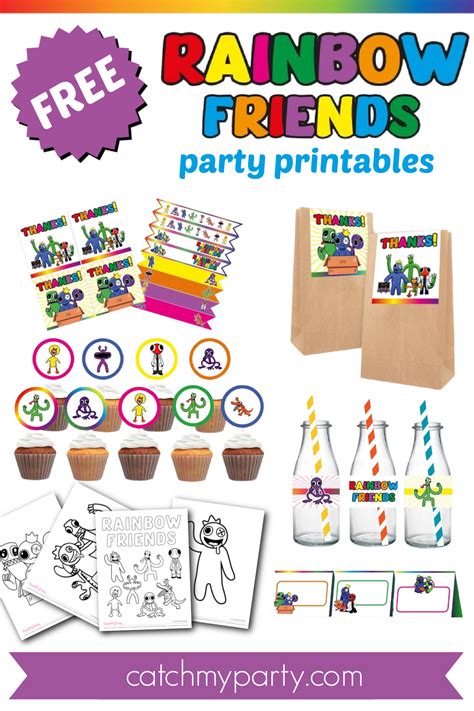 Free Rainbow Friends Party Printables! + Coloring Pages | Catch My Party