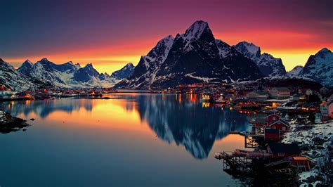 3840x2160 Resolution Lofoten Sunrise Near Sea Mountains Norway Island ...