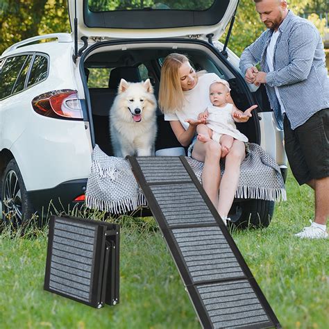 62" Premium Portable Dog Ramps for Large Dogs Non-Slip Surface Foldable ...