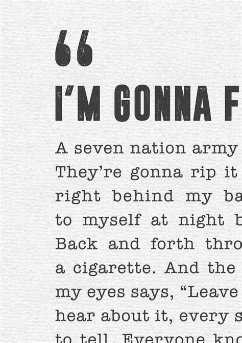 Seven Nation Army White Stripes Poster Song Lyrics Print | Etsy