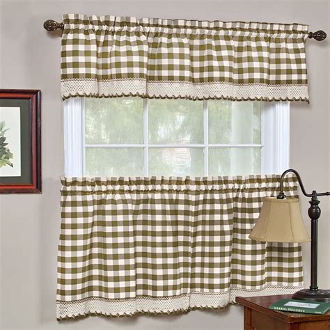 Woven Trends Kitchen Curtain Tier & Valance Set, Farmhouse Curtains, Kitchen Valances for ...