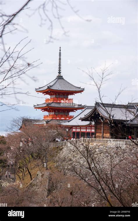 The Beautiful Red Pagoda In The Kiyomizu-Dera Temple Kyoto, Japan Stock ...