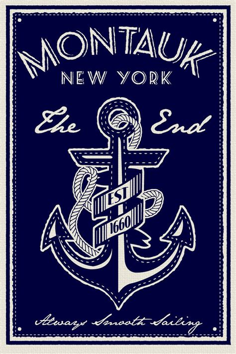 anchor screen print poster montauk new york by RetroScreenprints