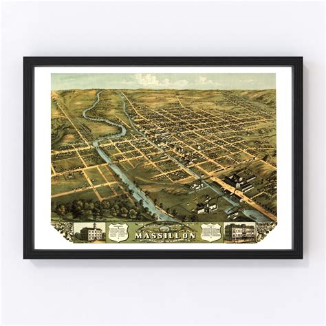 Vintage Map of Massillon, Ohio 1870 by Ted's Vintage Art