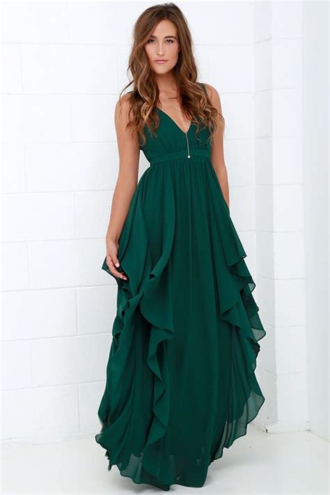 Water-Falling for You Dark Green Maxi Dress | Maxi dress green, Chiffon party dress, Gorgeous ...