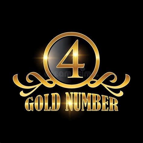 Golden Number 4 Logo Vector Sign Stock Vector - Illustration of number, gold: 258401468