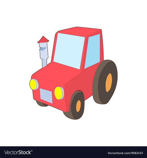 Red tractor icon in cartoon style Royalty Free Vector Image