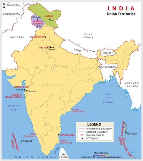 Find list and detail information about Union Territories of India. Map ...