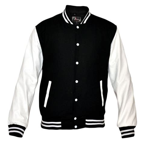 Mens MJ590B Black Wool with Real Leather Premium Varsity Letterman Jacket - Team Motorcycle