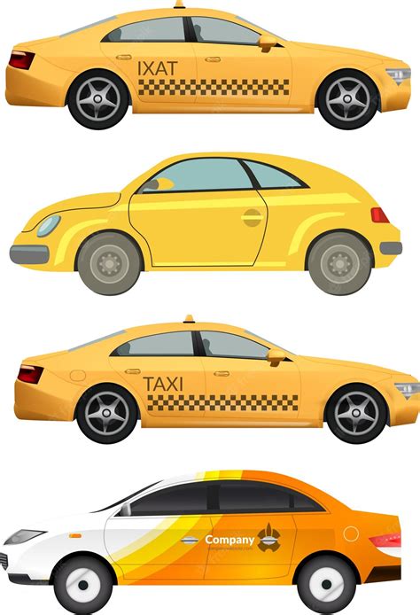 Premium Vector | Realistic yellow cab collection