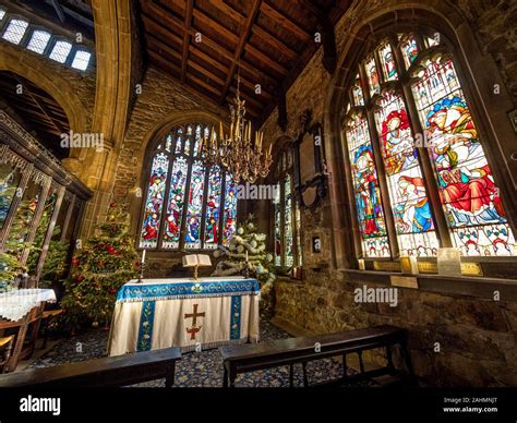 Interior of Halifax Minster at Christmas decorated with multiple ...