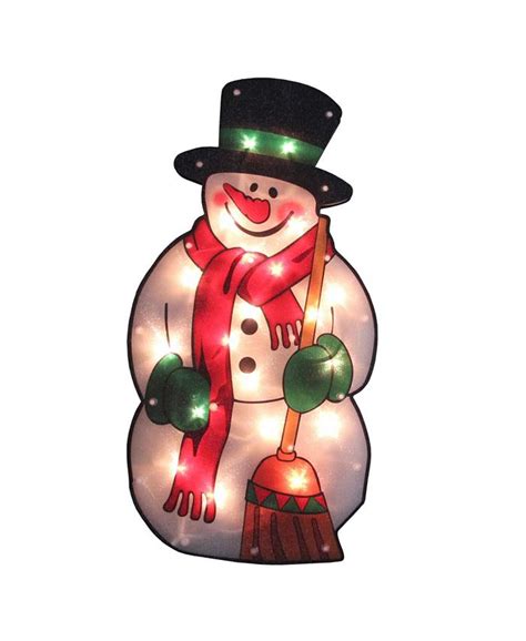 Northlight Lighted Snowman with Broom Christmas Window Silhouette - Macy's