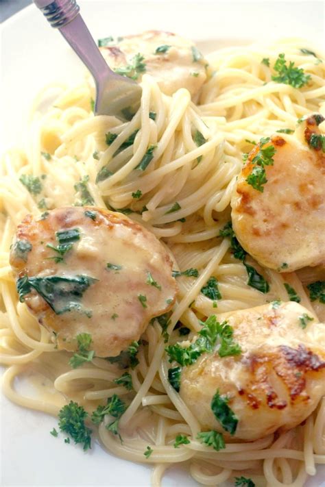 Creamy garlic scallops with pasta – Artofit