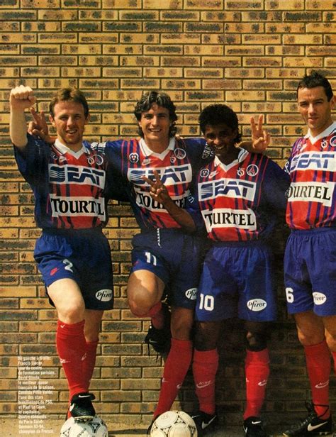 Françis Llacer, David Ginola, Valdo et Paul Le Guen PSG 1993-94 ...