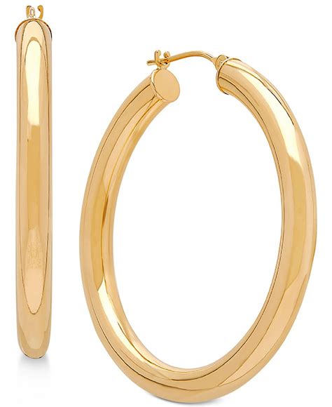 Macy's Polished Hoop Earrings In 14k Gold in Yellow Gold (Metallic) - Save 33% - Lyst