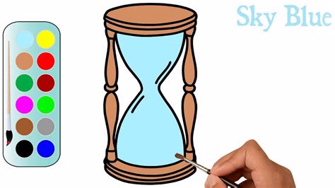 Sand Clock Drawing Easy Hourglass icon strokes and colored paintbrush ...