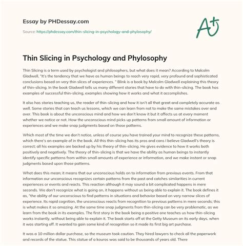 Thin Slicing in Psychology and Phylosophy - PHDessay.com