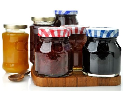 Assortment of jam in the glass jars | Stock image | Colourbox