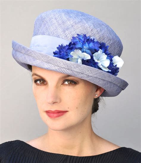 Women's Blue Hat, Ladies Blue Hat, Wedding Hat, Tea Party Hat, Garden Party Hat, Royal Ascot Hat ...