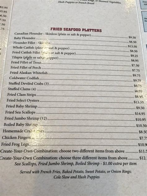 Menu at Harbor Inn Seafood restaurant, Hickory