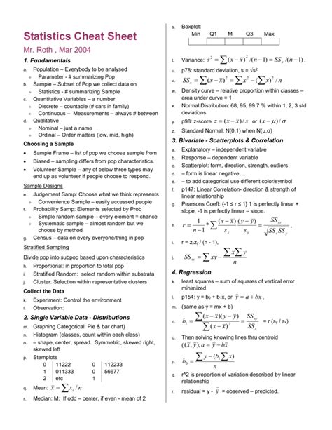 Statistics Cheat Sheet