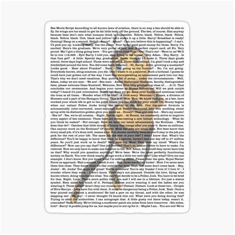 "bee movie script" Sticker by invoice1990 | Redbubble