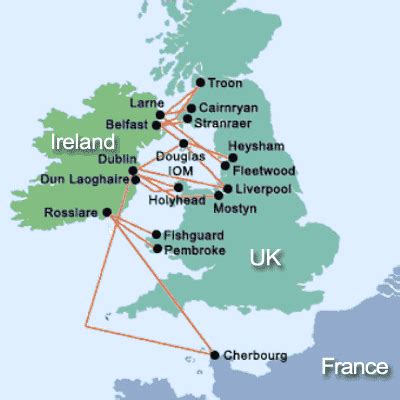 Uk To Ireland Ferry Routes Map - Tourist Map Of English