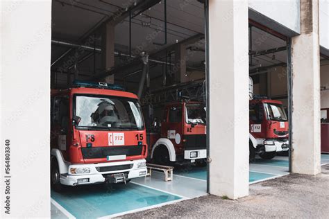 3 Fire trucks at the fire station, Public emergency service. Stock Photo | Adobe Stock