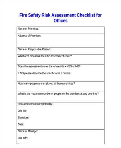 FREE 10+ Sample Fire Risk Assessment Forms in PDF | MS Word | Excel