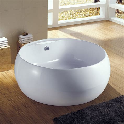 Round Whirlpool SPA Acrylic Freestanding Bathtub with Brass Drain Overflow - Bathtub and Bath Tub