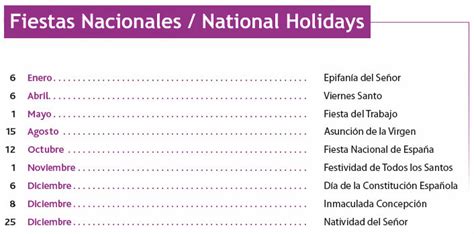 List of Spanish Holidays, Spanish National Holidays, Bank Holidays Spain 2012