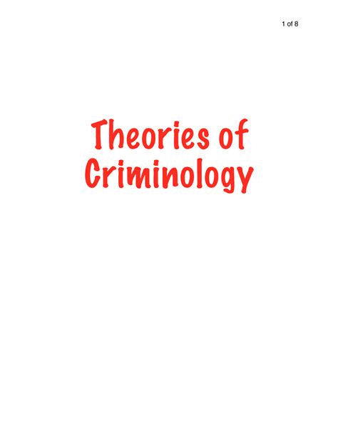 Theories of Criminology Notes - Theorie s of Criminology What is theory ...