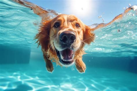 Premium AI Image | Dog Swimming dog care routine luxury dog life