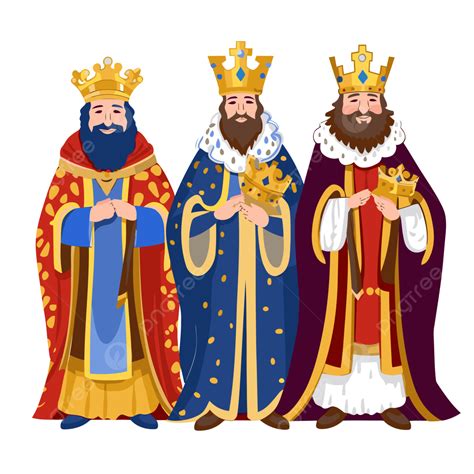 3 Kings Clipart Three Kings Holding Crowns Cartoon Vector, 3 Kings, Clipart, Cartoon PNG and ...